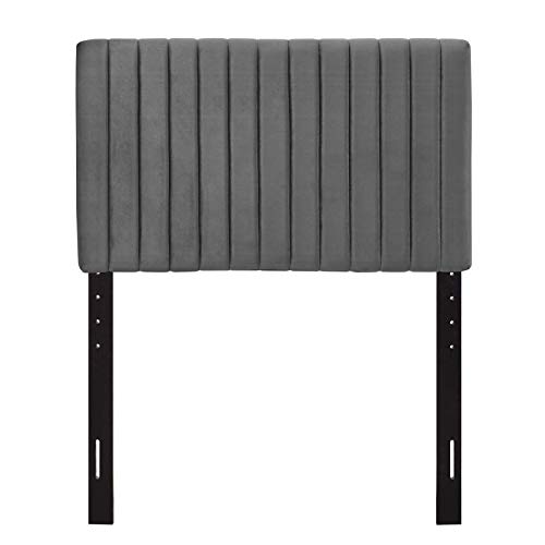 Modway Keira Channel Tufted Performance Velvet Upholstered Twin Headboard in Gray by Modway - Used condition - Image 5