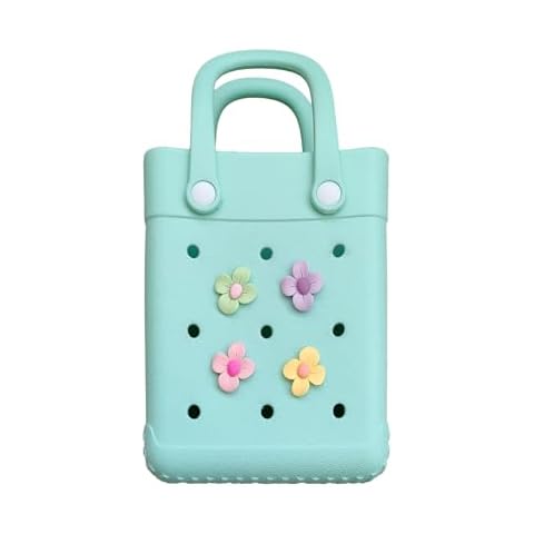 Forrader Mini Rubber Tote Bag, X Small Waterproof Beach Bag with Charms for Beach Boat Pool, Bitty Handbag for Little Girls and Women (Green-1) Cover