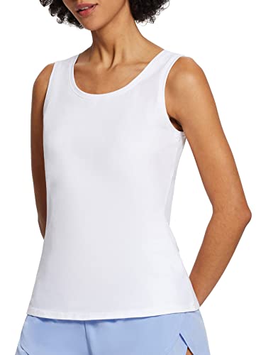 Baleaf Sleeveless Workout Tank Tops For Women Cotton Sleeveless Shirts Wide Straps Workout Yoga Casual Athletic Comfy Soft Quick Dry Crewneck White Xxl #TOP3