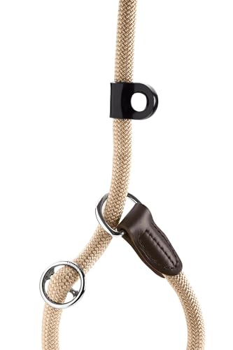 HUNTER Retriever-Hundeleine FREESTYLE, Farbe: beige, integrierte Halsung, stufenlos verstellbar, witterungsbeständig, pflegeleicht, griffig, robustes Tau mit Ledertipps, Größe: 10/170