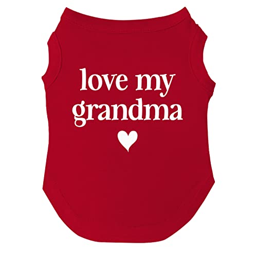 Love My Grandma Mother's Day, Valentine's Day Dog Tee Shirt Sizes for Puppies, Toys, and Large Breeds (Red, Large 399)