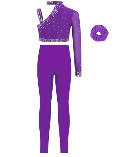 Kids Girls Athletic Workout Set Shiny Dance Crop Top with Yoga Leggings and Hairband Gymnastics Outfit2