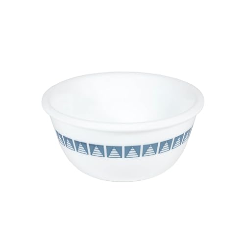 Image of CORELLE Glass Vegetable Bowl Livingware Wheeler Diamond 177 ml Katori Pack of 6 (Pack of 6, White)