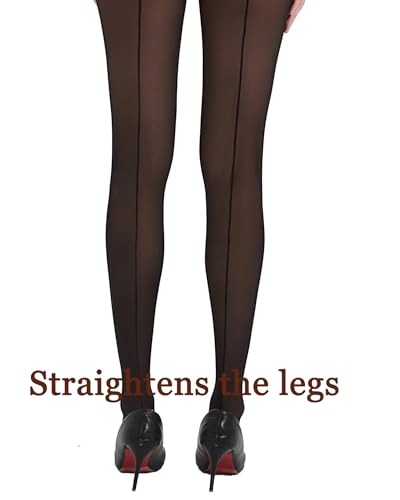 Citystl 2 Pairs Back Seam Pantyhose for Women 20D Sheer Tights With Line Down Back with Reinforced Toes2