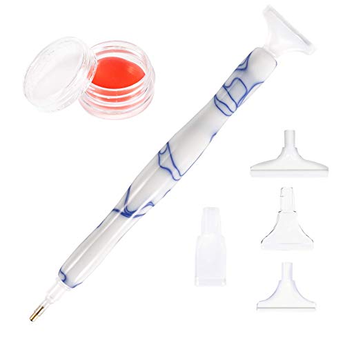 Diamond Painting Pen, Handmade Resin Diamond Painting Pens with Glue Clay and Various Tips, More Comfortable and Faster, 5D Diamond Painting Tools for Diamond Paintings Hobby (White)