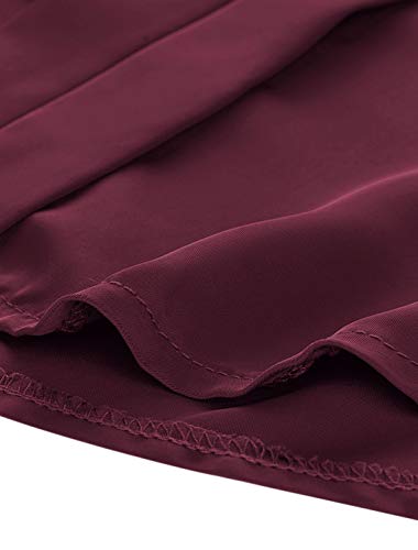 Allegra K Women's Office Elegant V Neck Blouse Long Sleeve Satin Work Shirt Large Wine Red #TOP5