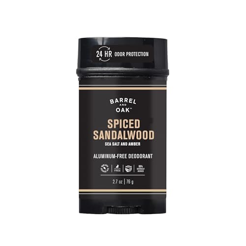 Barrel & Oak Aluminum Free Deodorant for Men, Spiced Sandalwood, 2.7 oz