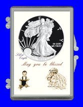 Marcus 3" x 2" Snap Lock Holder Silver Eagle Dollar - Wedding - May You Be Blessed. (Without Coin)