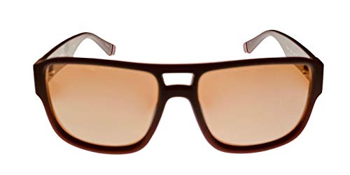 Fila Mens Matte Brown Gradient Rectangle Plastic Wrap Sunglass, Flash Lens SF9344 2ASX2