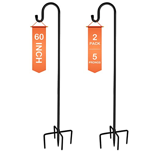 Ottsuls Shepherd-Hooks 60 Adjustable for Bird-Feeder Lantern Plant-Hook Garden-Stake - Plant Stand Hanger for Outdoor Flower Basket Bird Feeder Hanger Weddings Decor (2 Pack)