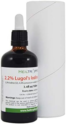 2.2% Lugol's Iodine Solution 3.4 Fl Oz | Pharmaceutical Grade Ingredients | Lugols Solution Made with Iodine and Potassium Iodide. Heiltropfen®