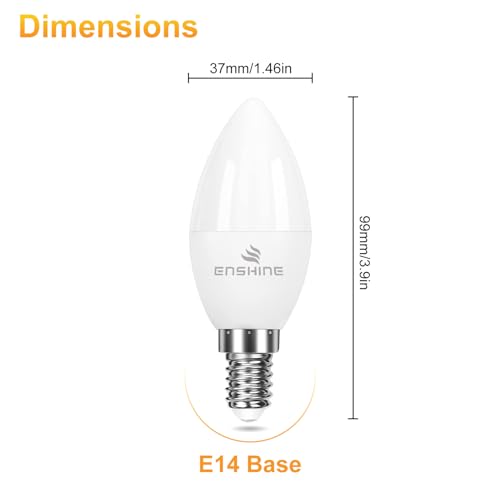 Enshine E14 LED Light Bulb, 5W Small Edison Screw Bulb, 40W Equivalent, Warm White 2700K, 470 Lumens, Energy Saving Candle Light Bulbs, Non-Dimmable, Pack of 6
