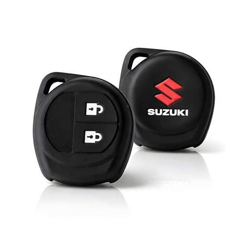 Image of TrollGadgets️ Premium Metal Car Key Cover Compatible for Maruti Suzuki Swift | Dzire | Baleno | Ertiga | WagonR | Celerio | Alto | Brezza | Ignis | S-Presso | Fronx (2 Button Remote Key) (Silicon)