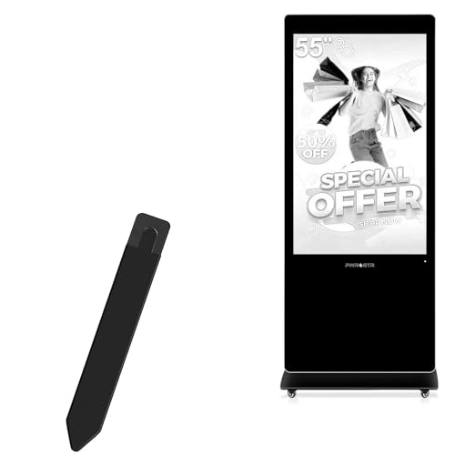 BoxWave Stylus Pouch Compatible with PWR4GTR Digital Signage Display 55 Inch - Stylus PortaPouch, Pen Stylii Holder Carrier Portable Self-Adhesive - Jet Black