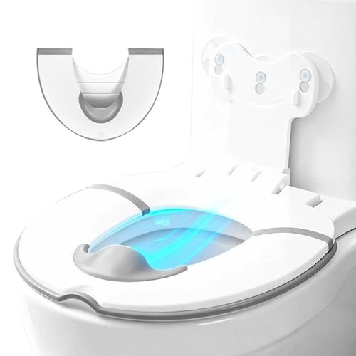 Adaptador de WC Plegable para Niños – Asiento Portátil con Barrera Antisalpicaduras de Goma Suave, Reductor WC Niños de Longitud Ajustable 40-44 cm, Universal con Ventosas, Blanco 0-8 años