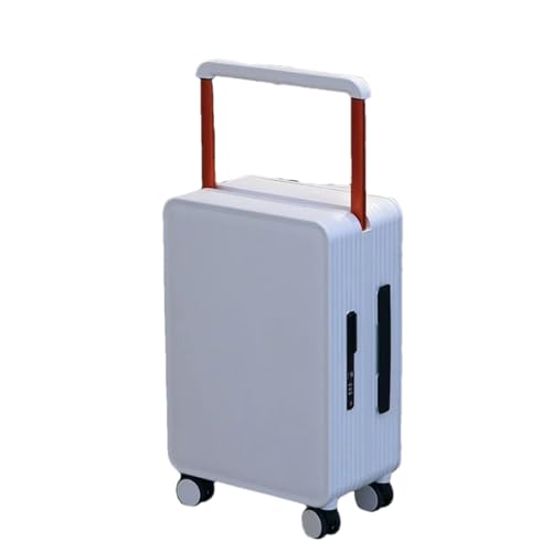 PANKERS Fashion Width Draw-Bar Travel Suitcases Man and Women Universal Wheel 20-Inch Boarding Bag King EN8 20-inch, Pearl White