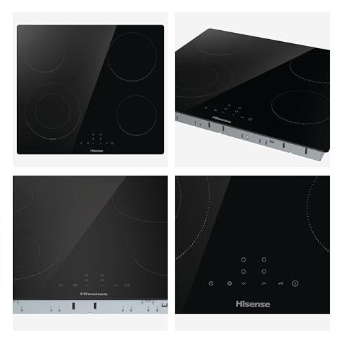 Hisense E6422SC Built-in 60cm Electric Ceramic Hob with Child Lock, Touch control, Timer Function - Black 6400W