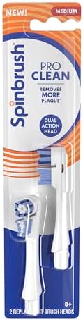 Spinbrush PRO Clean Replacement Heads, Electric Toothbrush Refills, Medium Bristles, 2 Count