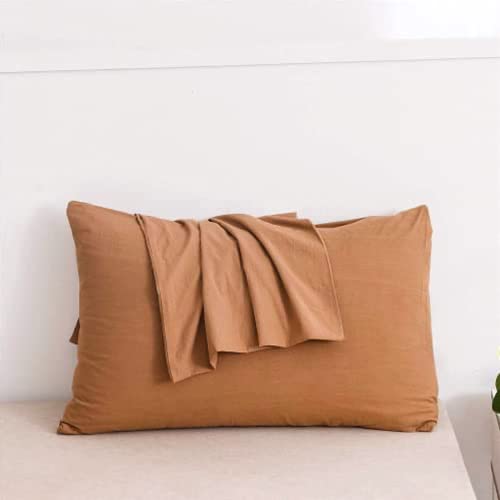Image of Soft Pillow Covers 20 x 36 Inches - 100% Egyptian Cotton 400 Thread Count Set of 2 Pillow Cover Set Envelope Closure Hotel Quality Pillowcase - Brick Red