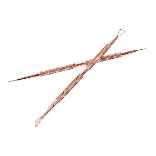 PACKOVE 2Pcs Cuticle Double Sided Nail Art Tools for Fingernail and Toenail Care Professional Cuticle Tools for Home and Salon Use
