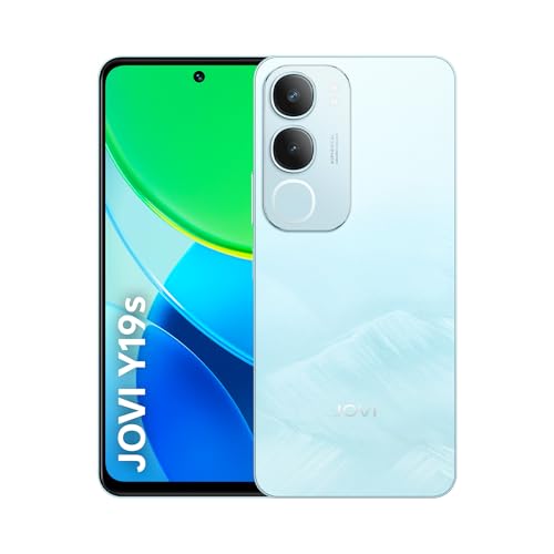 Smartphone Celular JOVI Y19s 256GB, 8GB RAM (4GB + 4GB Expansiva), Câmera Dupla 50MP, Tela 90Hz, Bateria 5500mAh, Carregamento Rápido 15W, Unisoc T612 Octa-Core 1.8GHz, IP64, Android 15, Azul Glacial