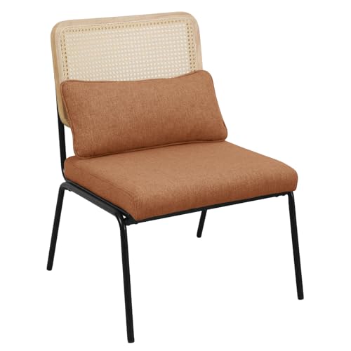 SVITA Svea Loungesessel Rattansessel Retrosessel Holz Rattan Indoor Vintage skandinavisch modern Wohnzimmer Lesezimmer Wartezimmer Braun