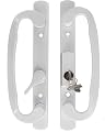 8.5" Legacy Sliding Patio Glass Door Offset Latch White Handle Set with Keys - Sash Controls 2265 Keyed Lock - Fits 3-15/16" Screw Hole Spacing and 1-1/4" to 2-1/4" Door Thickness