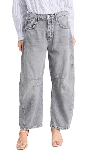 FP Movement Women's We The Free Good Luck Mid-Rise Barrel Jeans, Falcon Grey, 24 Regular