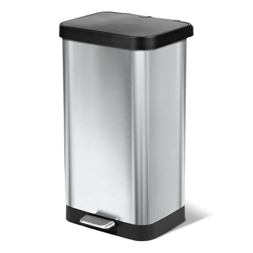 Glad Stainless Steel Step Trash Can with Clorox Odor Protection | Large Metal Kitchen Garbage Bin with Soft Close Lid, Foot Pedal and Waste Bag Roll Holder, 20 Gallon, Stainless