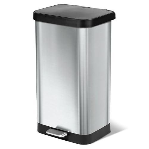 Glad Stainless Steel Step Trash Can with Clorox Odor...