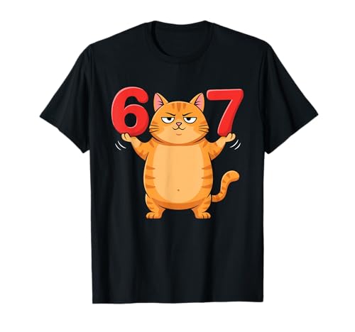 67 Funny Cat Six Seven Meme Gen Z Alpha Humor Animal Lovers T-Shirt