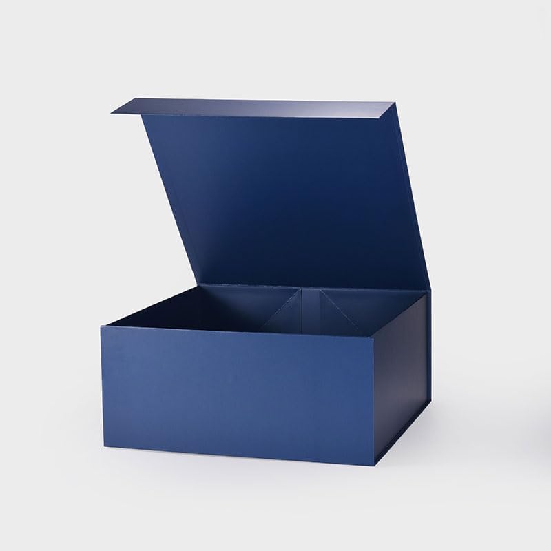 Geoto 17.32"×17.32"×7.87" A3 Square Size Luxury Rigid Foldable Magnetic Closure Collapsible Gift Packaging Boxes(Navy Blue) image 3