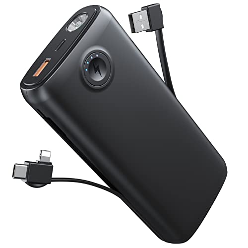 Image of Dpdenoy Portable Charger with Built in Cable Detachable, 30000mAh Power Bank QC4.0 22.5W PD3.0 USB C Fast Charging, Phone Battery Pack with 3W Flashlight for iPhone, Samsung, Google, Tablet, and More