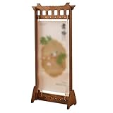 GOCHUSX Freistehendes Holzposter, Gitterwand-Displayständer, Standstaffeleien, Tragbare Freistehende Displaytafel Für Kunstgalerien, Kunsthandwerksmessen, Messestände(Brown-A,74x151cm)