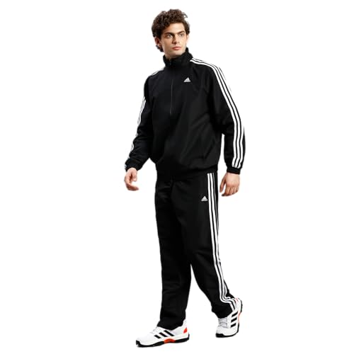 Image of Adidas Men Printed Training tracksuit Black /White - Polyester Regular Fit Activewear Set Lightweight, Breathable Sportswear track suit for Gym, Running, Fitness, Casual For All-Season