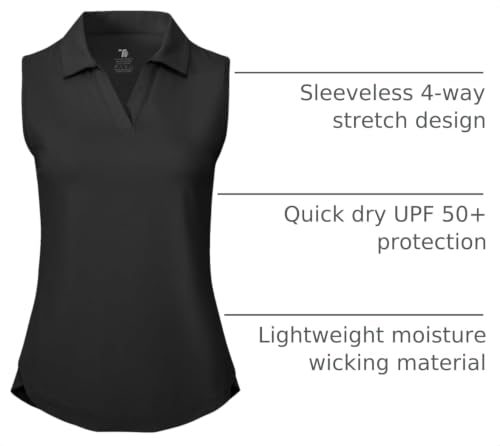Image of BGOWATU Women's Sleeveless Golf Polo Shirts Collared V Neck Tennis Tank Tops UPF 50+ Quick Dry Lightweight