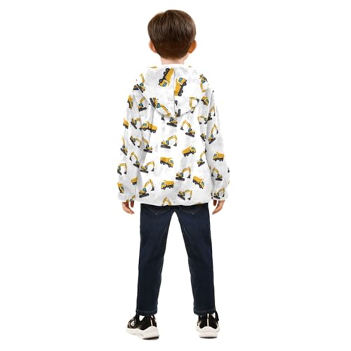CHIFIGNO Construction Trucks Excavators White Toddler Boy Winter Coat Warm Fall Jacket for Toddler 3T4