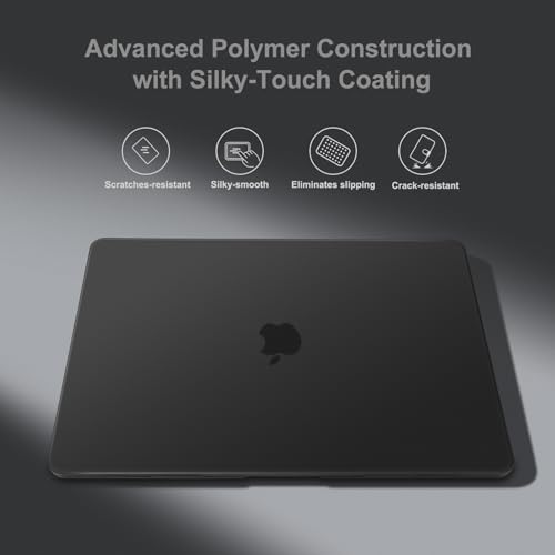 Image of MOSISO Compatible with MacBook Air 15 inch Case M4 M3 M2 2025 2024 2023 Release A3241 A3114 A2941 with Touch ID, Plastic Hard Shell Case&Keyboard Cover&Screen Protector&Storage Bag, Black