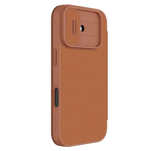 Image of PRITO Nilkin Wallet Flip Case for iPhone 17 with Card Slot and Camera Slider, PU Leather Case Cover, All-Around Protection (Brown, iPhone 17)