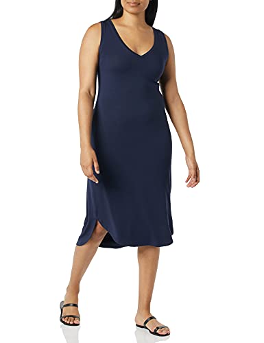Image of Amazon Essentials Women's Jersey Regular-Fit Sleeveless V-Neck Midi Dress (Previously Daily Ritual)