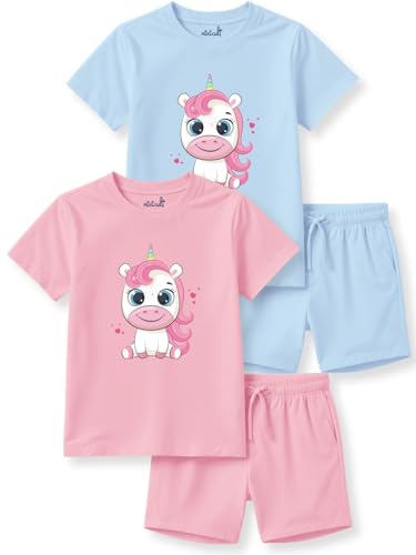 Image of minicult kids Kids Cotton Shorts and Matching Tshirt Coord clothing set with Cute Prints Clothing Set (200gsm Cotton Fabric)(pack of 2)