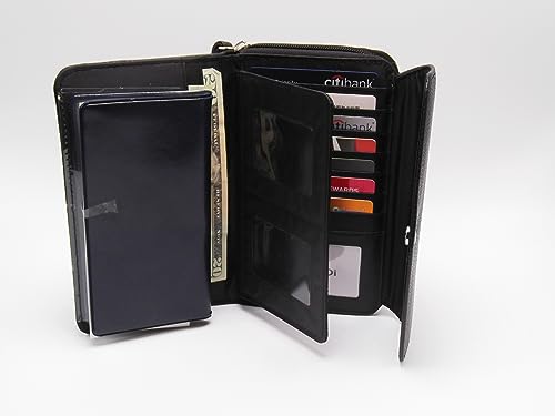 Women Faux Vegan Leather CEO Fat Wallet Flap RFID Ladies x777i (Black)4