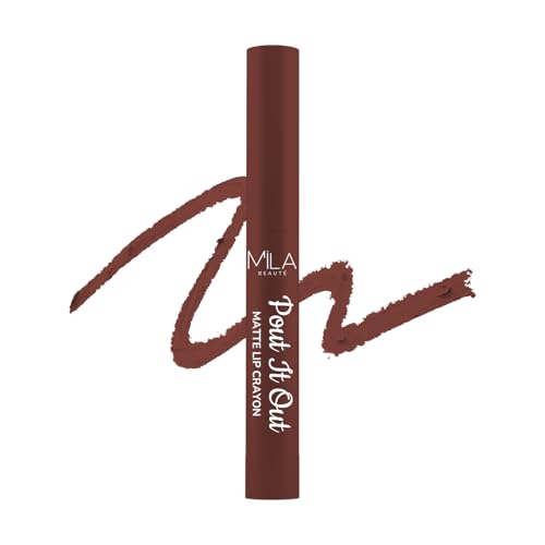 Mila Beauté Pout It Out Matte Lip Crayon | Highly Pigmented & Enriched With Jojoba Oil | Soft Matte Finish | Creamy & Light Weight Texture | Smooth Glide Application | Shade – (Anna 1.25g)