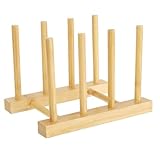 CHENYEXI Holz Becherhalter Abtropfgestell – Naturbambus Teebecher Halterung, Umkehrbarer Küchenorganizer für Wassergläser/Kaffeetassen, Staubdichter Aufbewahrungsregal für Haushalt & Teeset