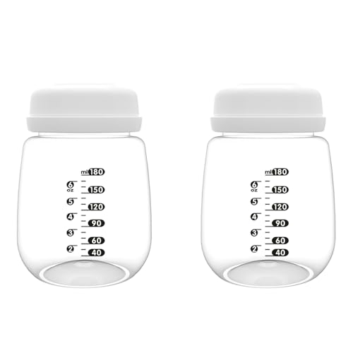 2pcs Breast Pump Collection Bottles for Spectra S2 S1 9 Plus Motif Luna Breast Pumps, 6.oz 180ml Reusable Wide Neck Bottles with Collar and Sealing Disc, Replace for Spectra Bottle