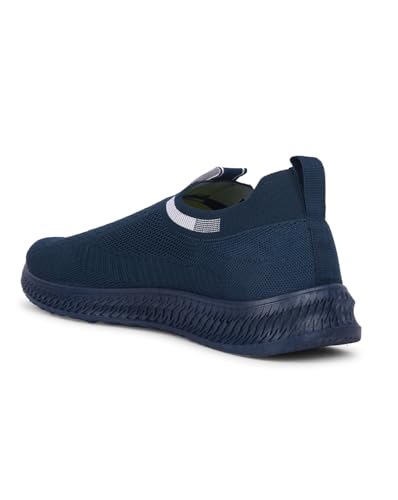 Liberty Force10 ROKKY-4 Non-Lacing Walking Shoes for Men - Black & Blue| Suitable for Jogging, Workout, Gym & Outdoor Activity | Stylish, Lightweight & Comfortable Footbed | Sports Footwear