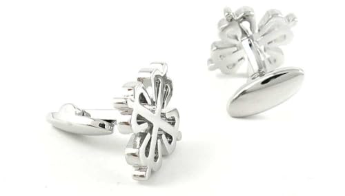 Par de mancuernas hombre diseño flor ciruela plata miniatura 2