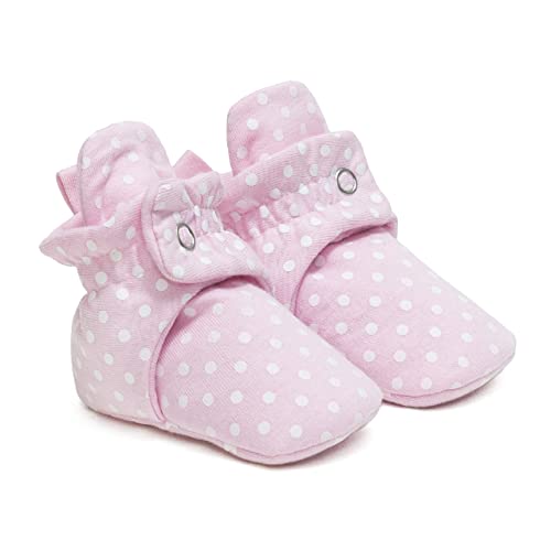RO + ME Baby Girl Non-Slip Snap Booties with Gripper Shoes,Dottie, 6-12 Months