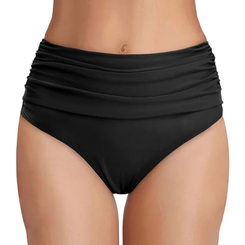 XFSRG Bikini Damen Ruched Bauchweg Bikinihose Badeshorts High Waist...