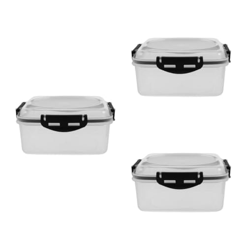 PRETYZOOM Caja De 3 Piezas Caja De Almuerzo Recipiente Para Sándwiches Bolsa De Sándwich De Silicona Recipiente Triangular Para Bocadillos Recipientes De Vidrio Con Tapas El Plastico Black